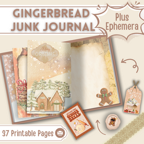 Gingerbread Junk Journal Kit โข Printable Christmas Ephemera & Pages โข Holiday Scrapbook PDF โข Instant Download