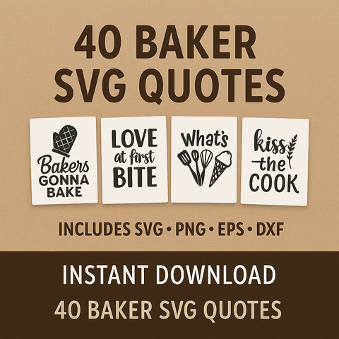 Baker SVG Quotes Bundle | Baking PNG Clipart | Cookie Cupcake Cricut Designs