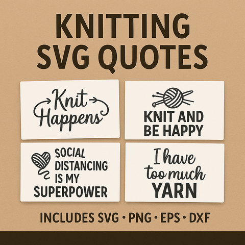 40 Knitting SVG Quotes Bundle | Funny Yarn Sayings | Cricut & Silhouette Cut Files PNG SVG DXF EPS