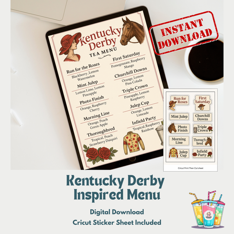 Derby Day Energy Menu & Sticker Set – Digital Download for Distributors