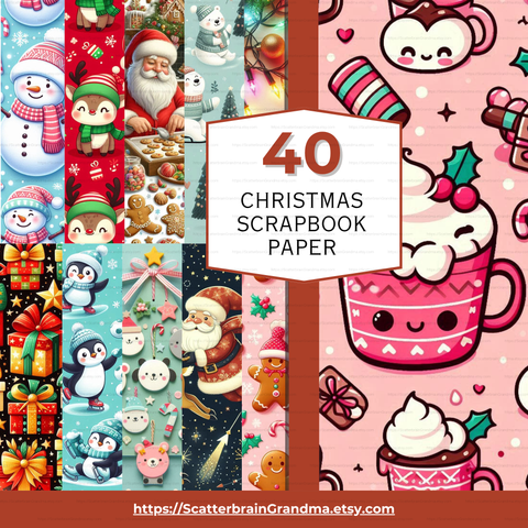 Kids Christmas Scrapbook Paper Pack | 20 Fun Holiday Designs | Cute Printable Backgrounds for Crafts, Journals & Card Making | Instant Download