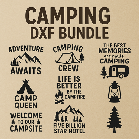 Camping DXF Bundle – 50 plus Outdoor Adventure Cut Files for Cricut, Silhouette & Laser Cutting
