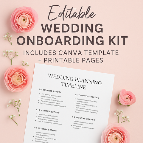 Editable Wedding Onboarding Planner | 15-Page Canva Template + PNGs | Bridal Client Welcome Kit | Digital Download for Wedding Planners