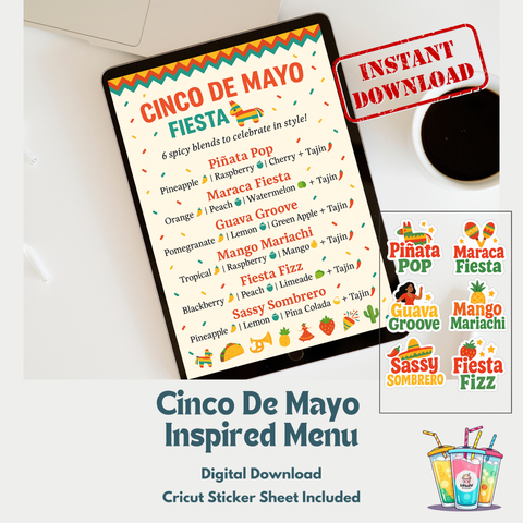 Cinco de Mayo Energy Menu Sticker Set – Digital Download for Distributors