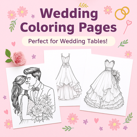 Wedding Coloring Pages for Kids | Printable Bridal Activity Book | Instant Download for Flower Girl & Ring Bearer | Wedding Party Favor