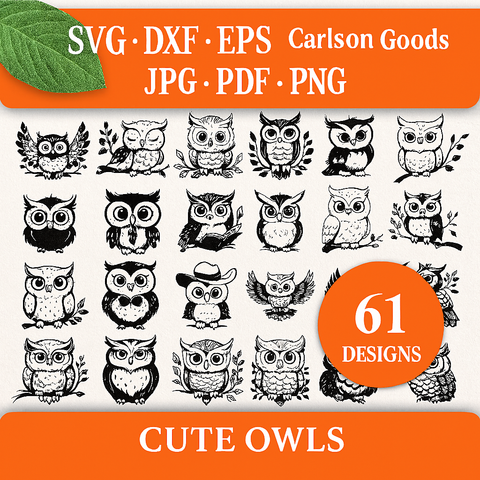 Cute Owl SVG Bundle • Woodland Owl Clipart • Baby Owl Cut Files for Cricut & Silhouette • Woodland Animal PNG • Instant Digital Download