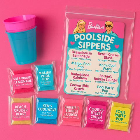 Poolside Sippers – Barbie & Ken Inspired Kids Loaded Drink Kit (Caffeine-Free)