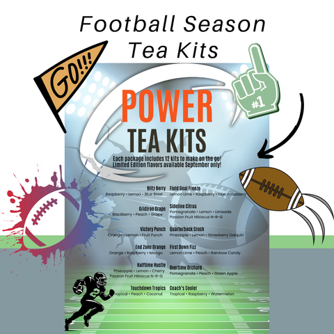 Football Theme | 12 Pack Loaded Tea Drink Mixes | Limited Edition September Flavors | Wellness Energy Kits