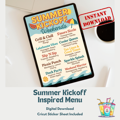Summer Kickoff Weekends Distributor Kit – 12-Flavor Energy Drink Menu + Stickers
