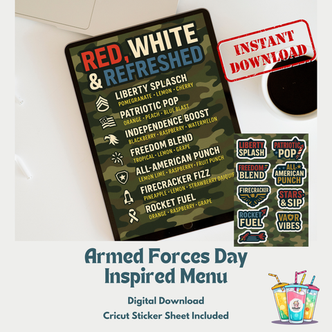 Red, White & Refreshed – Patriotic Tea Sticker Sheet (Printable or Cut-Ready)