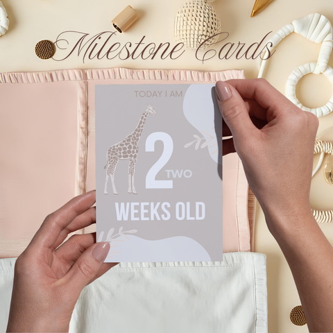 Baby Milestone Cards Printable – Weekly & Monthly Tracker + Firsts | Gender Neutral Photo Prop Set | Instant Download