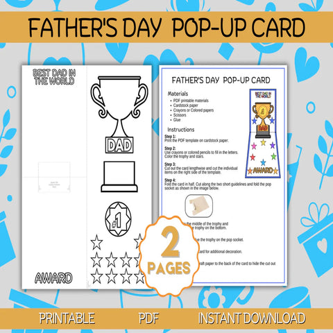 👔 Father’s Day Pop-Up Card – Printable DIY Craft for Kids