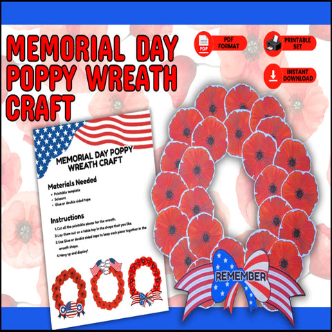 Memorial Day Poppy Wreath – Printable Patriotic Kids Craft