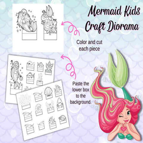 🧜‍♀️ Mermaid Kids Craft Diorama – Printable Ocean-Themed Activity