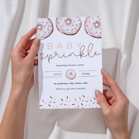 Baby Girl Sprinkle Invitation - Editable Donut Theme Baby Shower Template