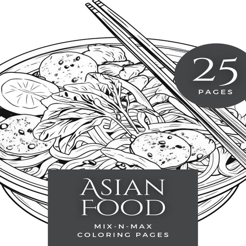 Asian Food Coloring Book • Printable Kawaii Food Pages for Kids • Fun Mix and Match Activity • Instant PDF Download
