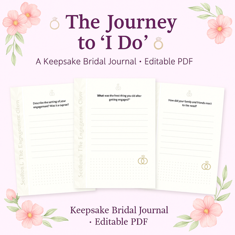 Editable Bridal Keepsake Journal • The Journey to 'I Do' Wedding Memory Book • Engagement to Wedding Planning PDF