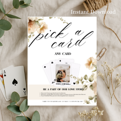 Guestbook Sign for Playing Cards – Printable Wedding Sign, Unique Guest Book Alternative, Card Table Sign