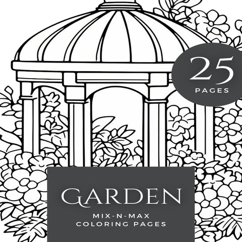 Garden Coloring Book for Kids • Printable Mix & Match Garden Scenes • Instant Download PDF